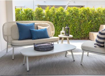 Buitenkussen voor rugleuning van een halve cirkelbank met rechte rand