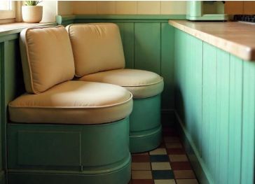 Halfrond, recht bankkussen voor de keuken