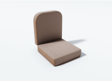 Rechthoekig opklapbaar bankkussen halfcirkelvormig