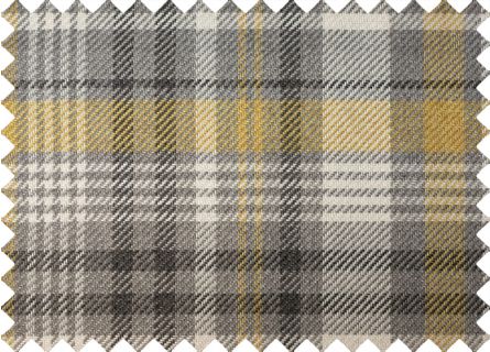 Meubelstofcoördinaties met ruitpatroon in mosterdgeel